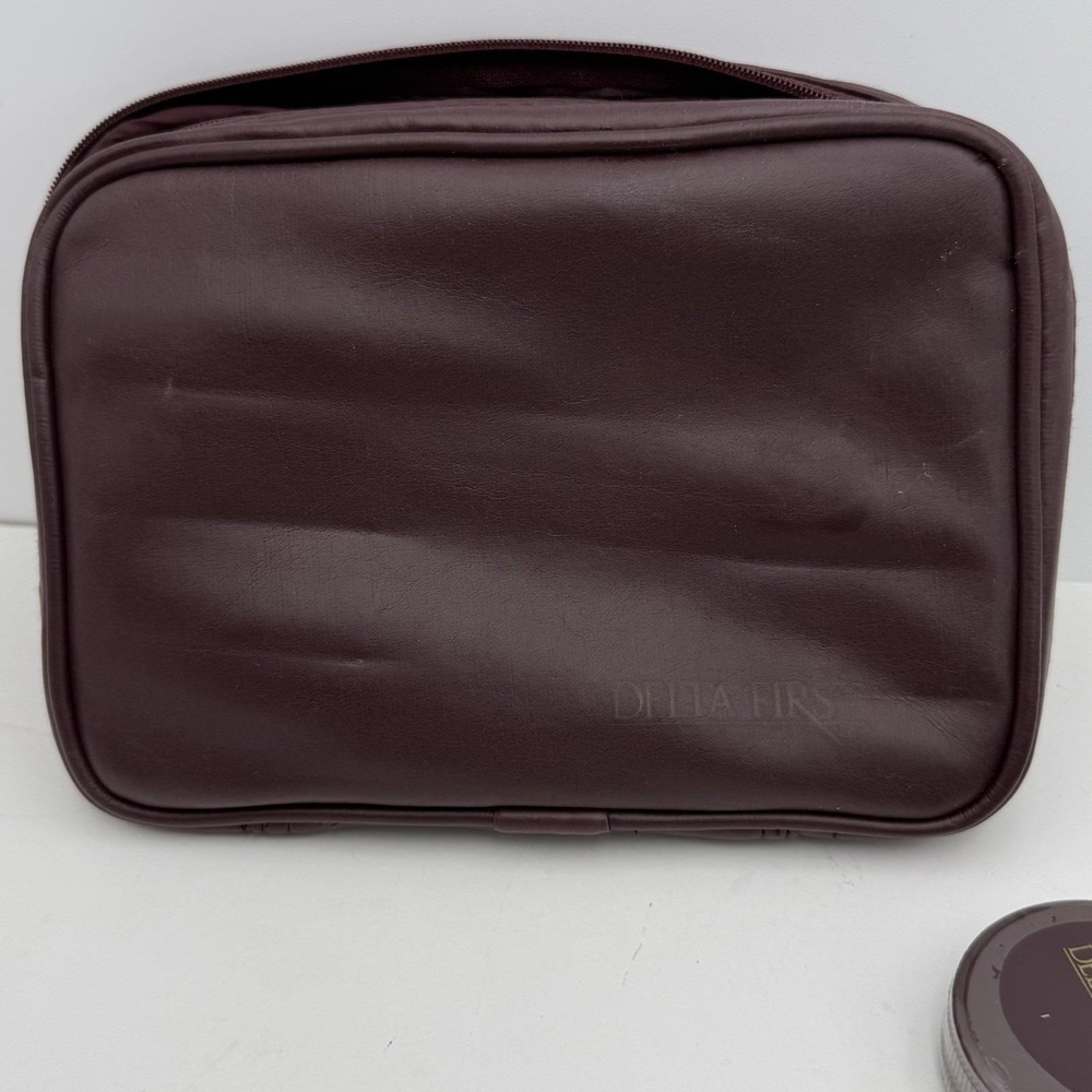Vtg‎ Delta Airlines First Class Amenities/Toiletries Travel Kit Bag Burgundy